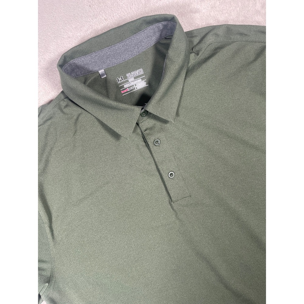 Under Armour Polo Shirt HeatGear Loose‎ Mens 2XL Olive Green Short Sleeve Sport